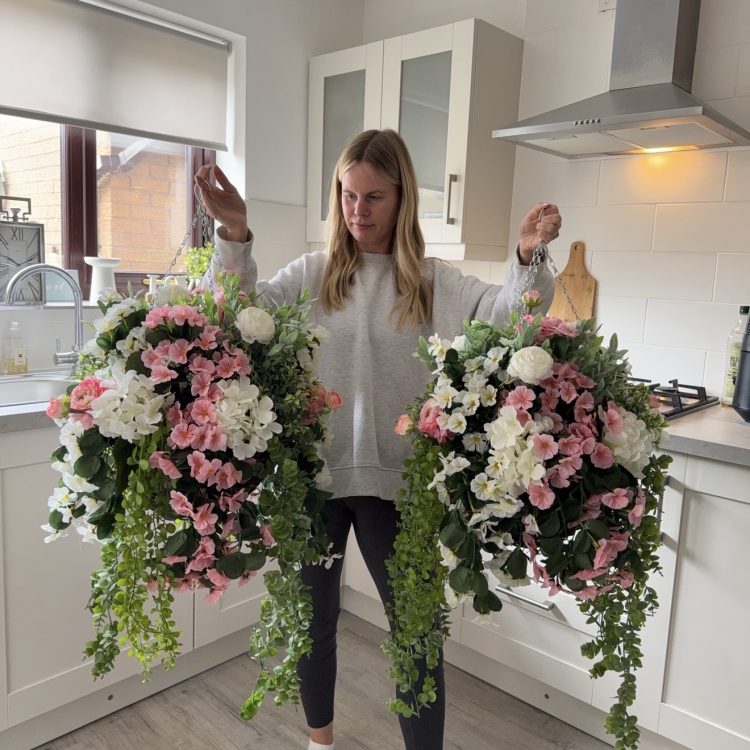 “Rose Cottage” Luxury Artificial Hanging Basket